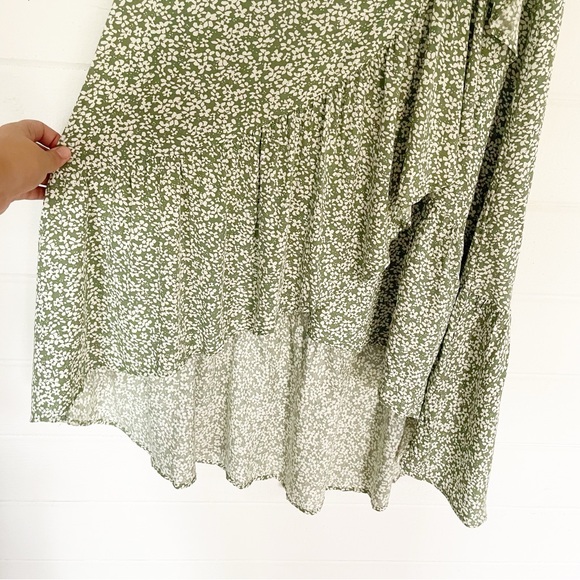 Lulus Summer Romance Sage Green Floral Print Wrap Skirt Size Medium - Picture 5 of 11